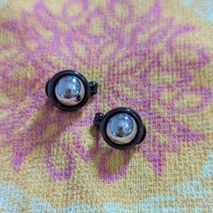 Vintage Chic Silver and Black Clip-On Earrings